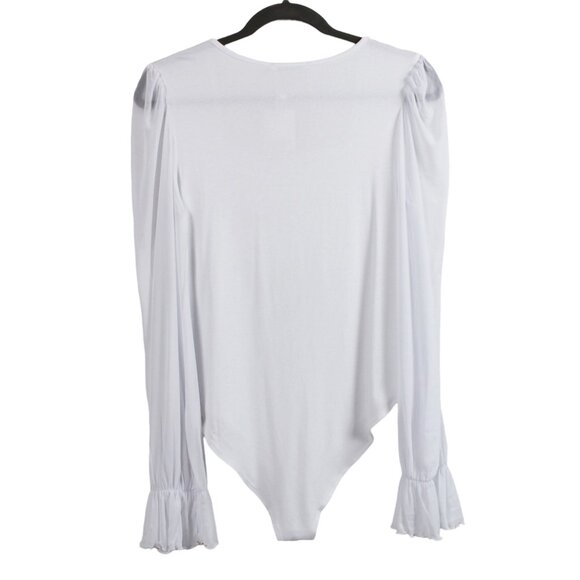 Mangopop Square Neck Sheer Long Sleeve Bodysuit - Picture 3 of 16